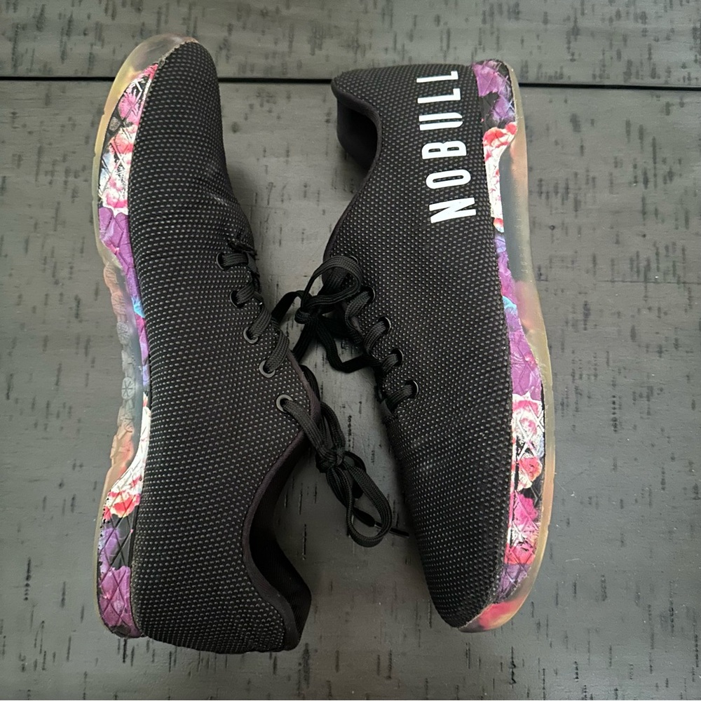 NoBull Men’s Black and Floral Trainers - Picture 3 of 7